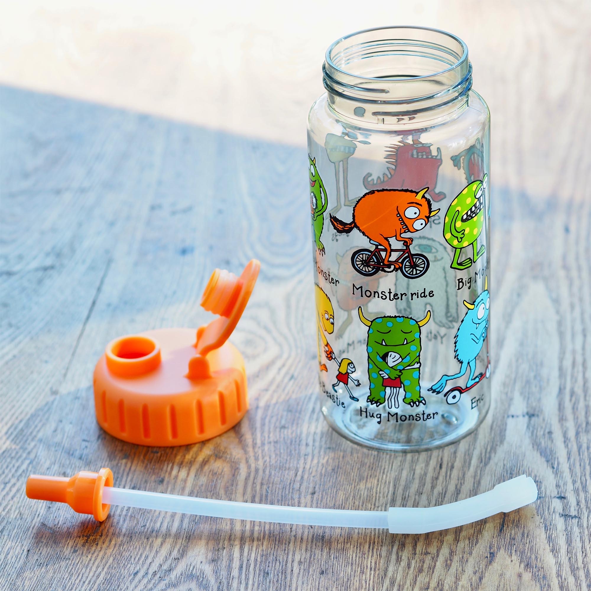 Kids Monsters Design Drinking Bottle with straw