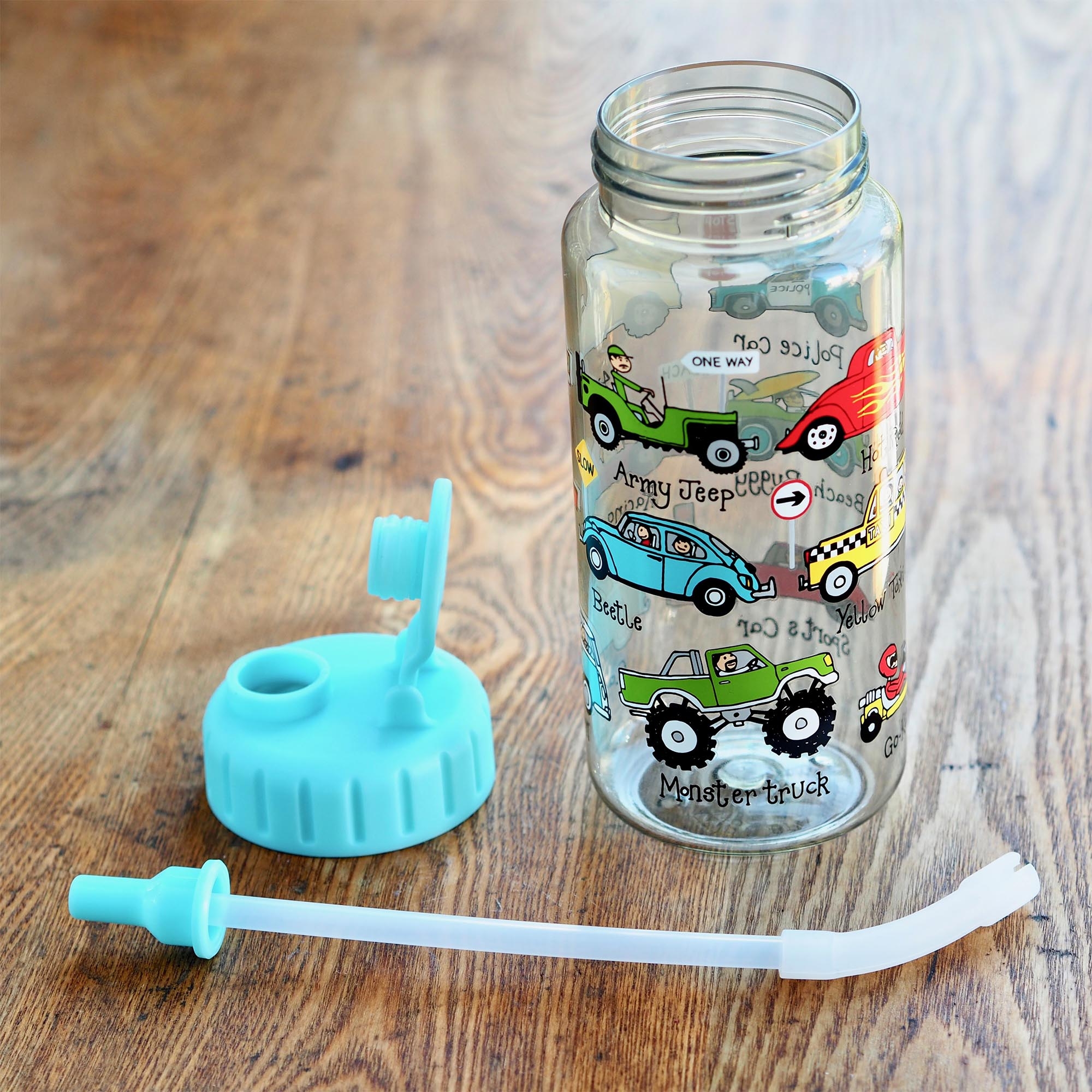 Kids Cars Drinking Bottle With Straw
