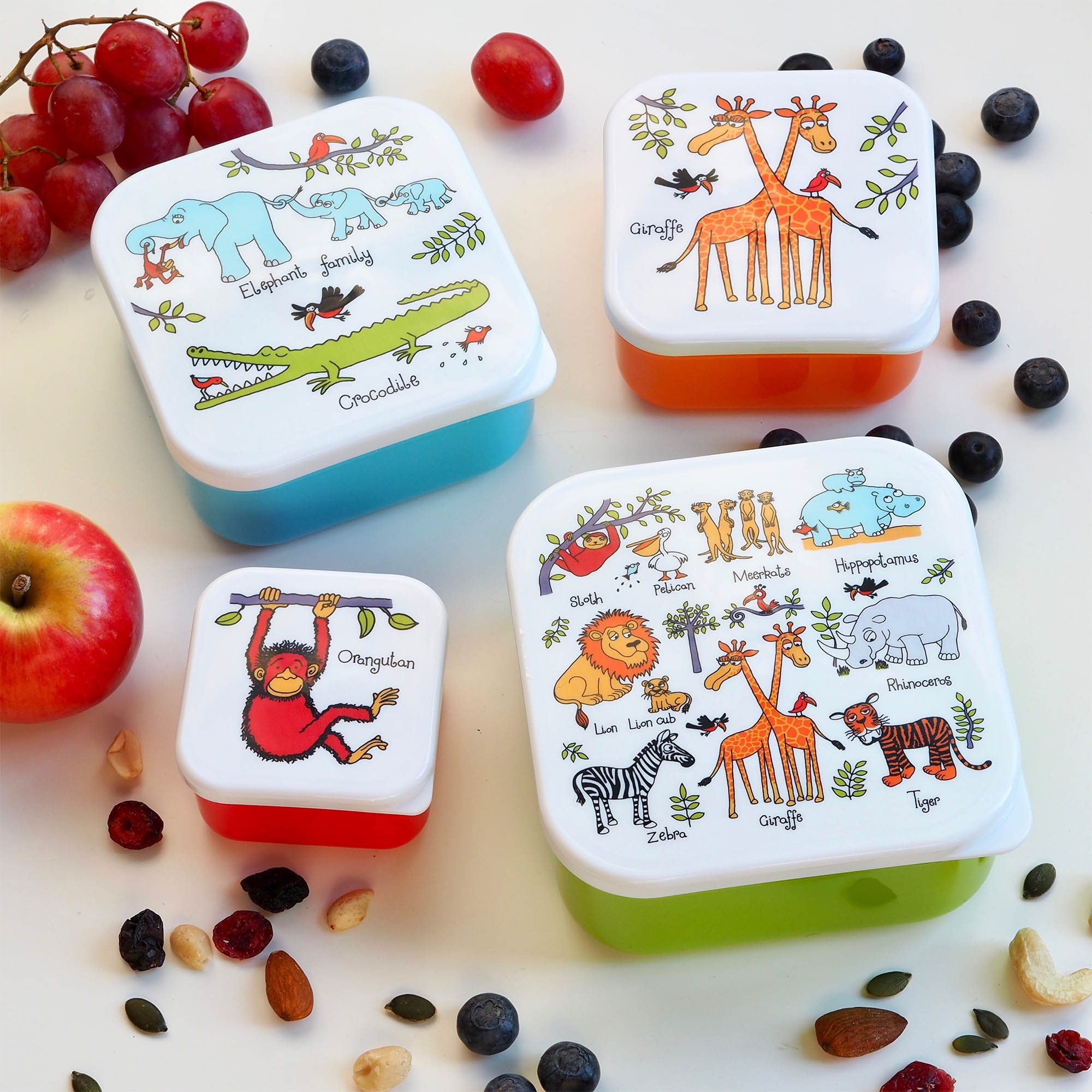 Set of 4 Jungle Snack Boxes for Kids
