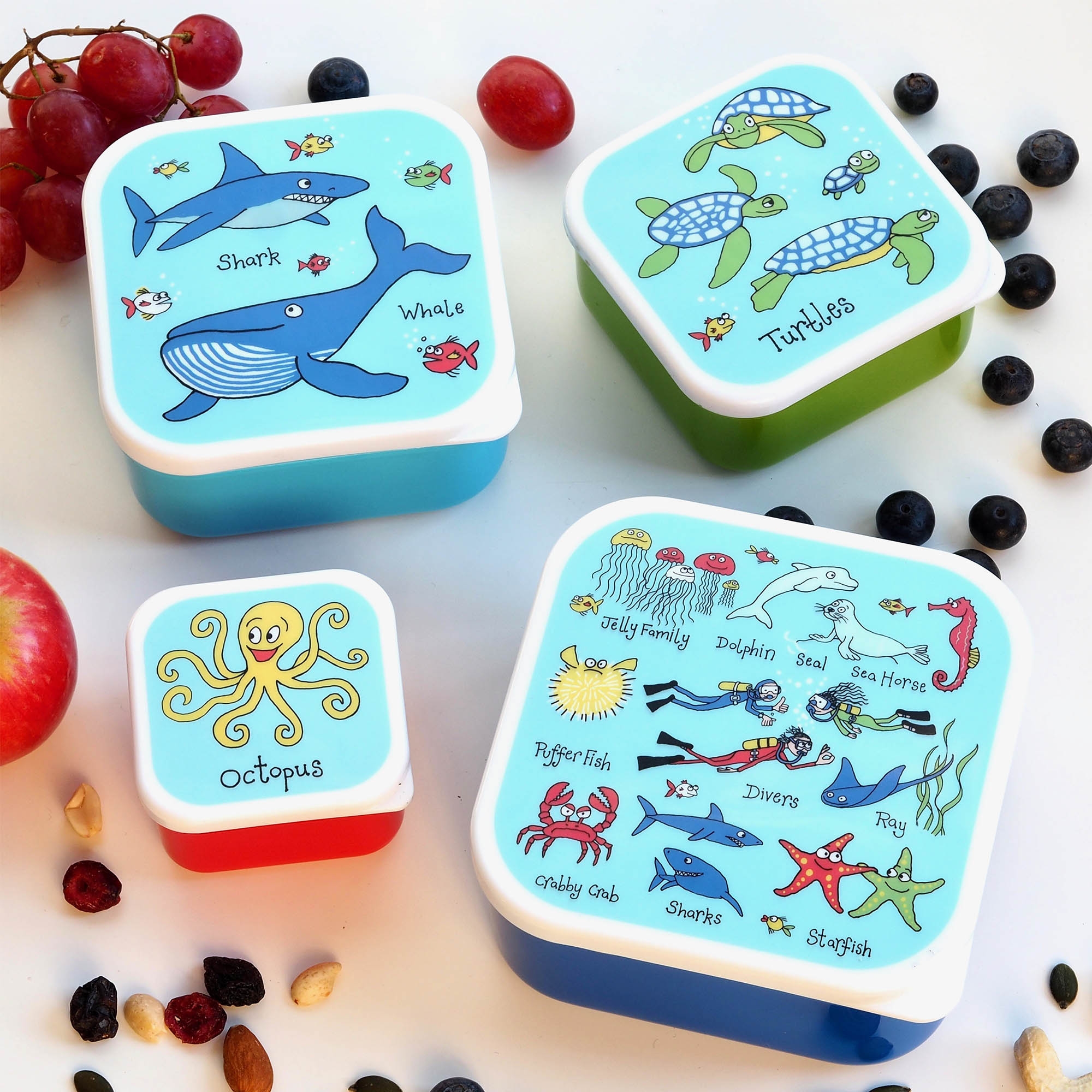Set of 4 Ocean Snack Boxes for Kids