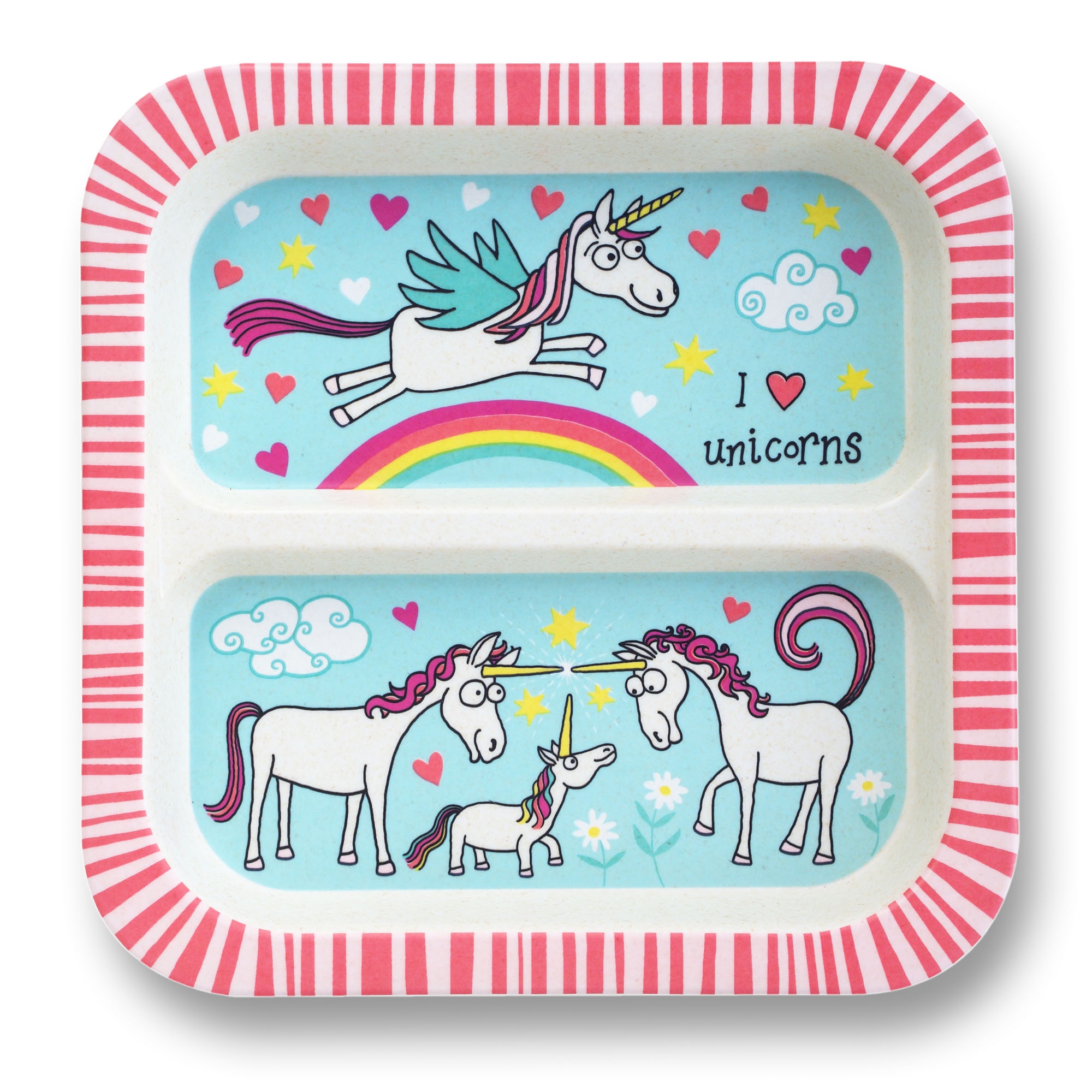 Unicorns&#x20;Design&#x20;Bamboo&#x20;Divider&#x20;Plate