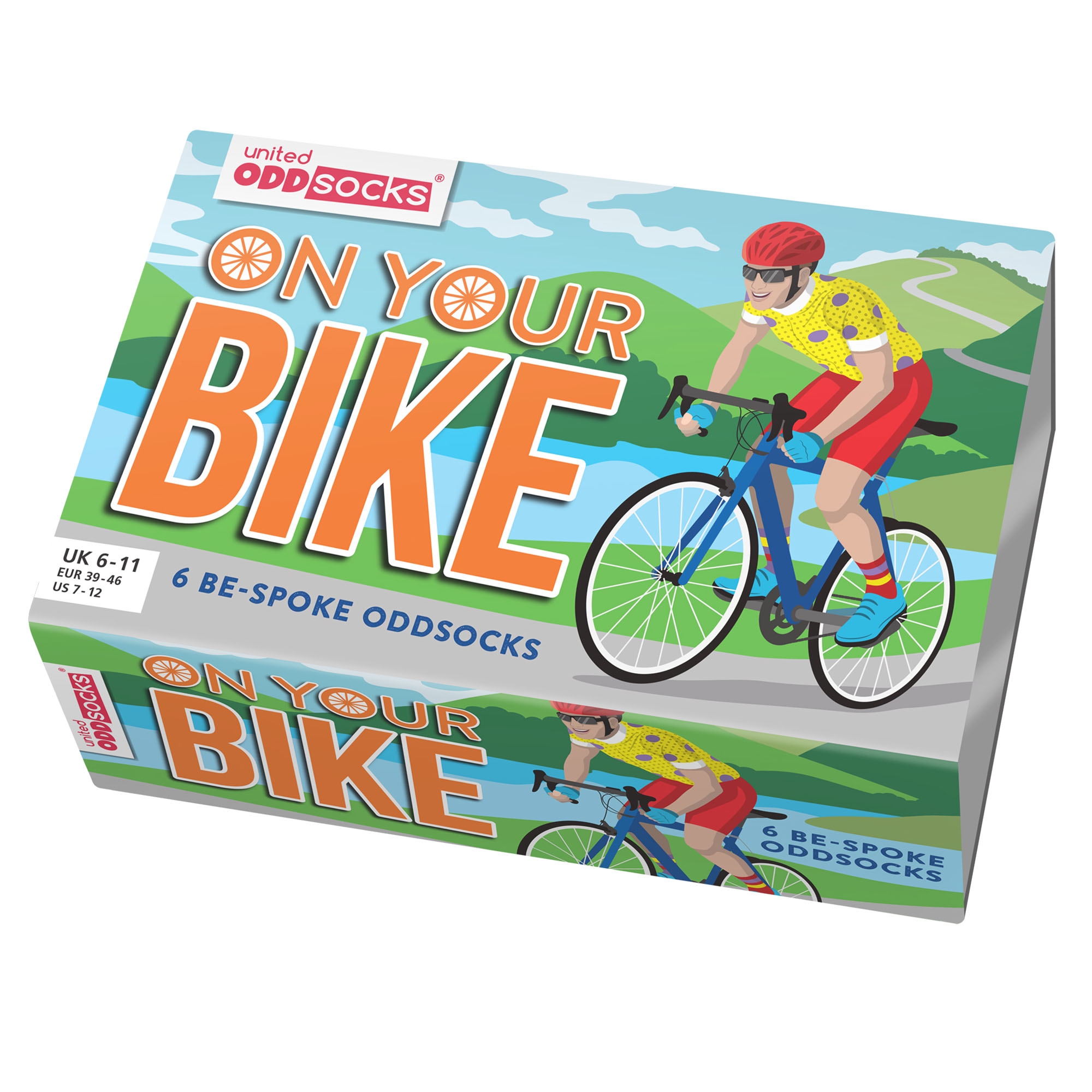 Mens Fun Bike Socks Set of 6 Size 6-11 UK