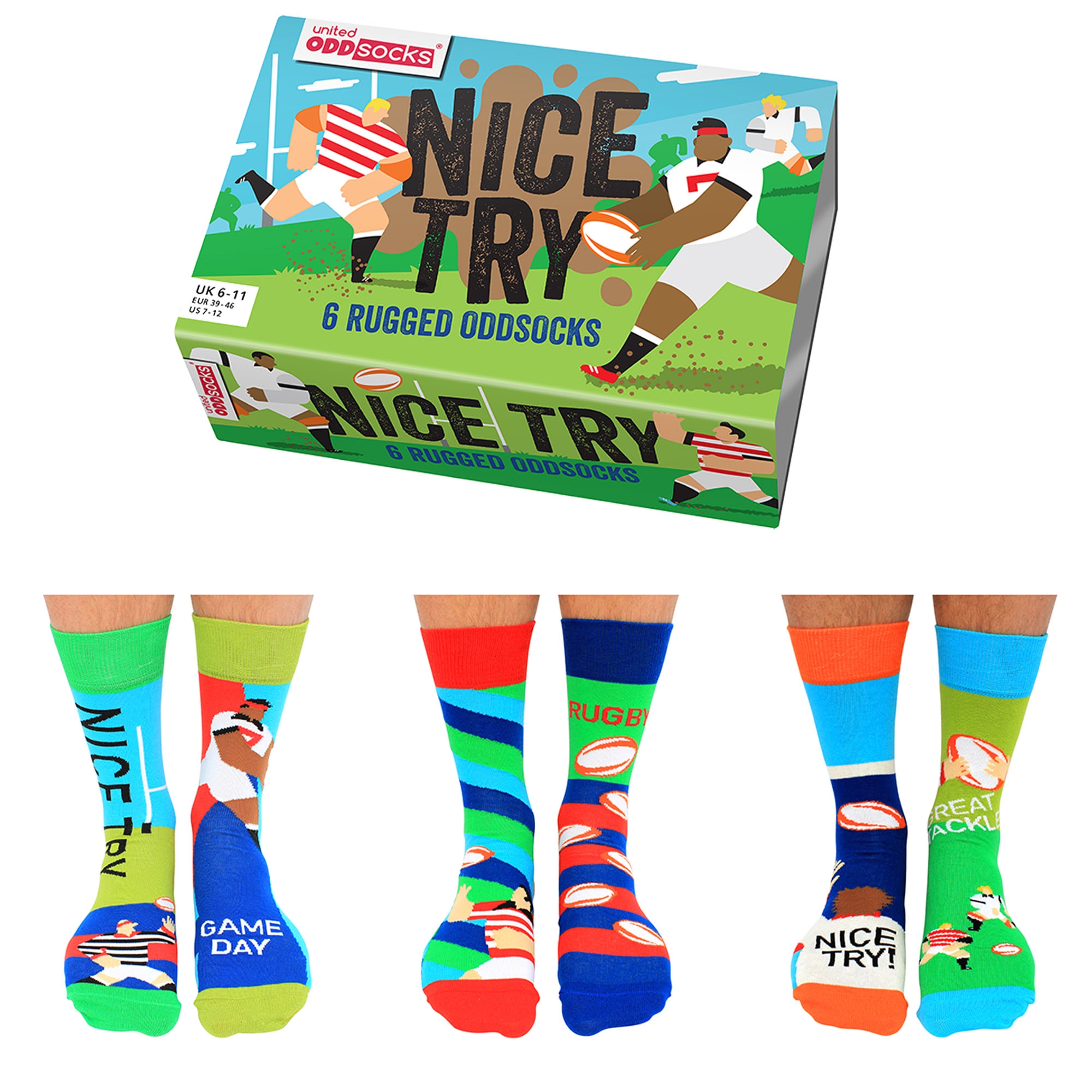 Mens Nice Try Socks Set of 6 Size 6-11 UK