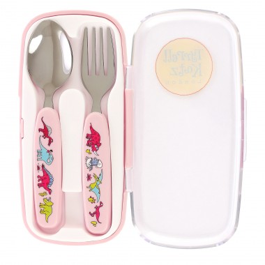 Dinosaurs Pink Cutlery Set in Case