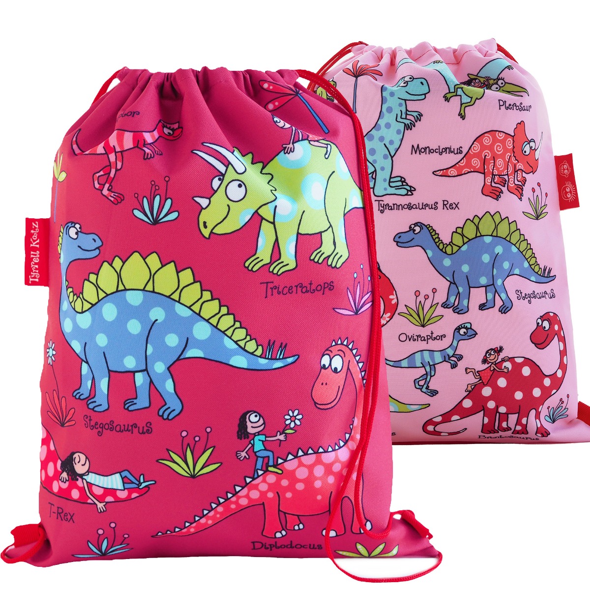 Kids&#x20;Pink&#x20;Dinosaur&#x20;Waterproof&#x20;Drawstring&#x20;Bag&#x20;-&#x20;Recycled