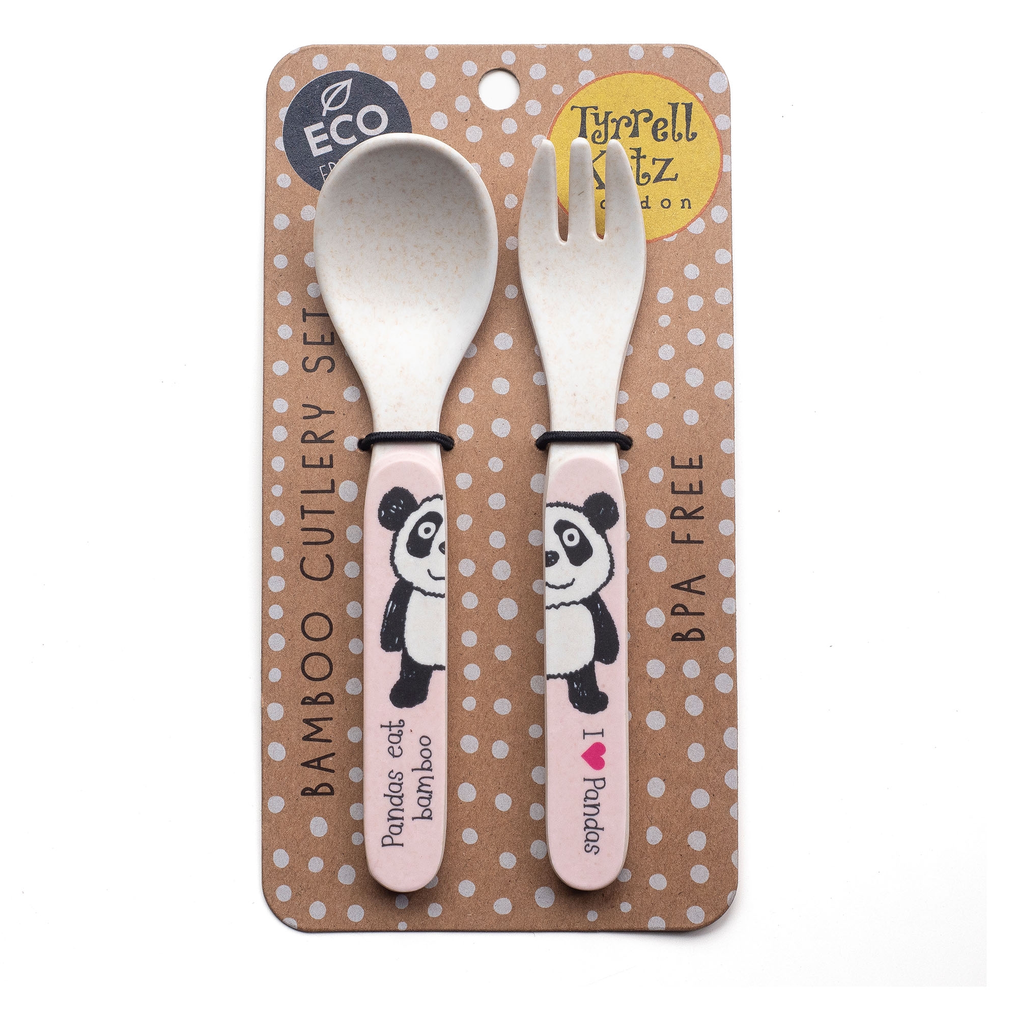 Pandas Design Bamboo Toddler Cutlery Set