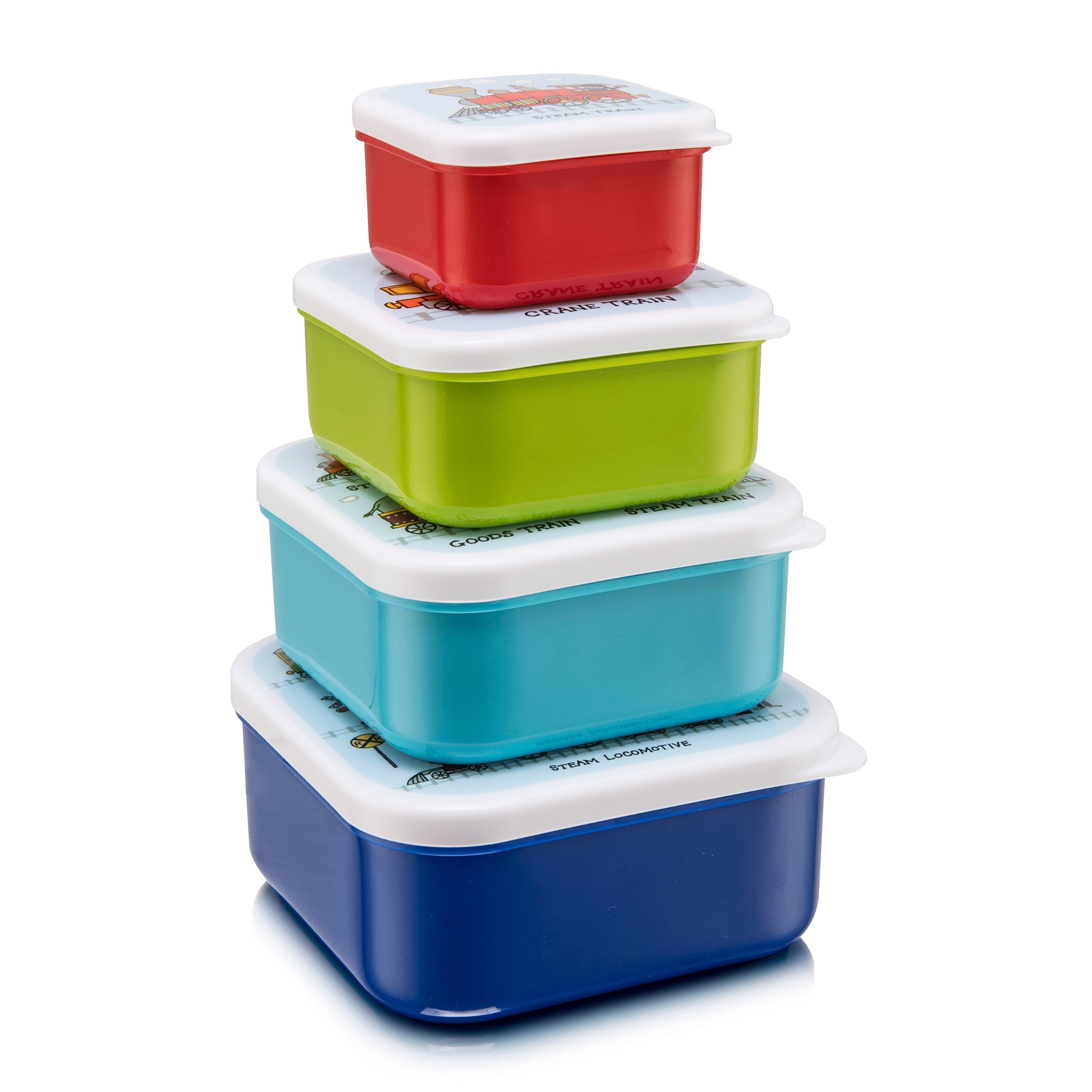 Set of 4 Trains Snack Boxes for Kids
