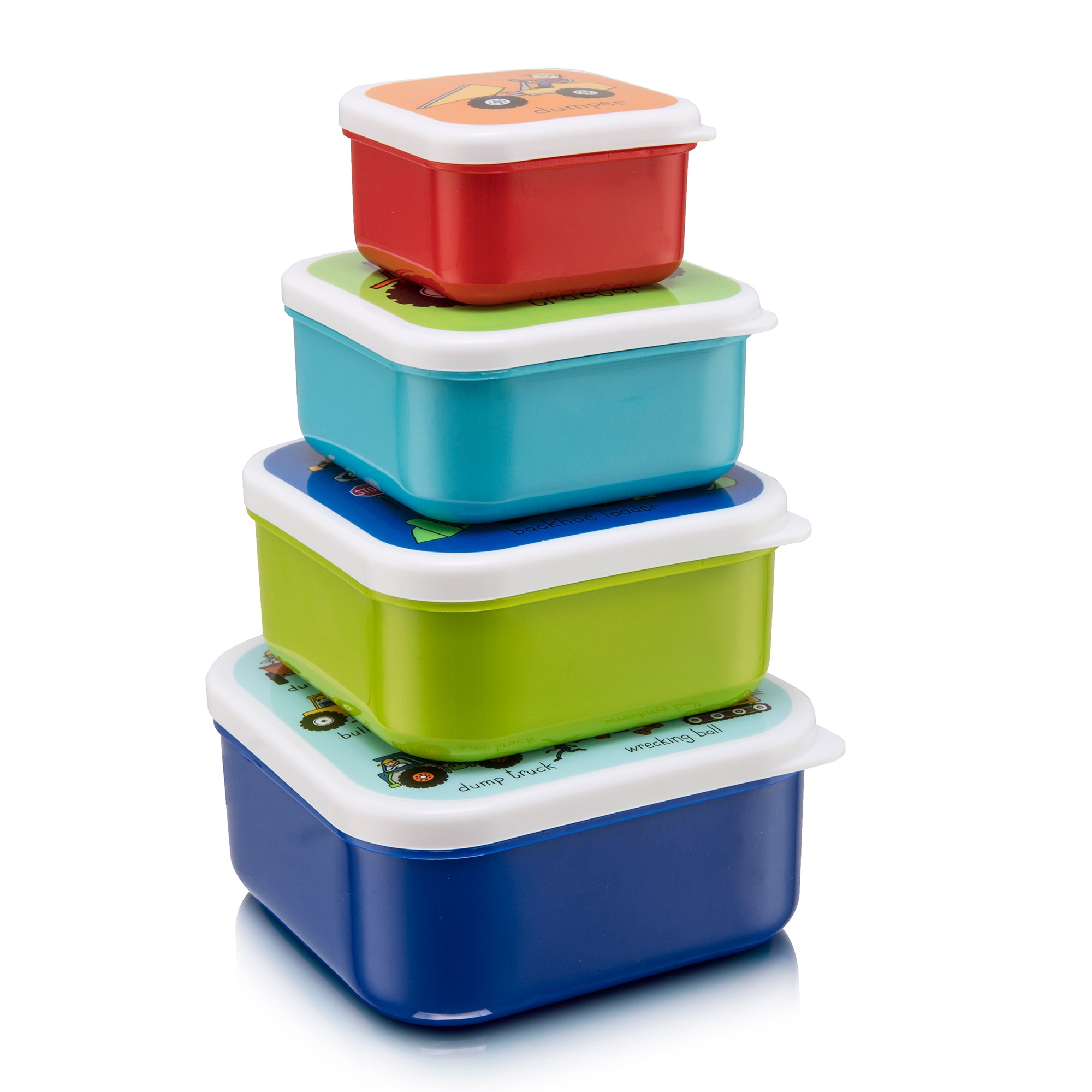 Set of 4 Trucks Snack Boxes for Kids