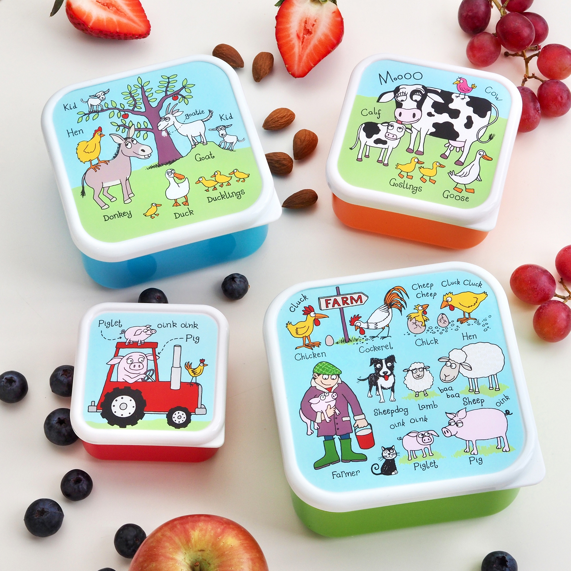 Set of 4 Farm Snack Boxes For Kids