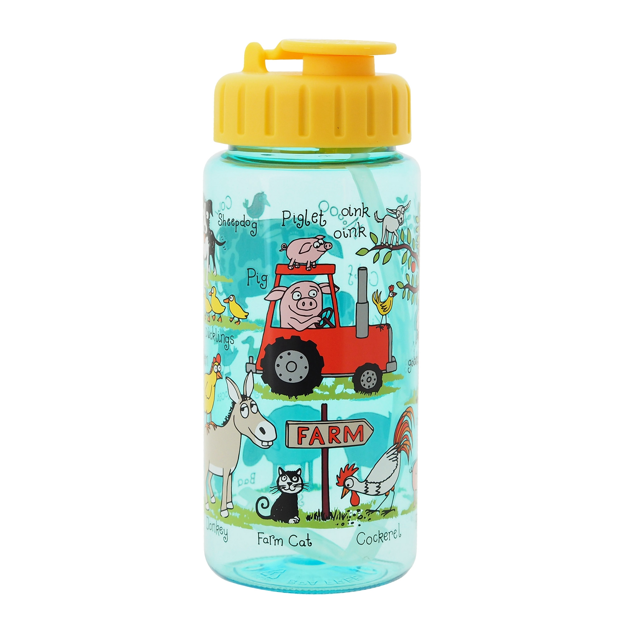 Kids Farm Drinking Bottle With Straw