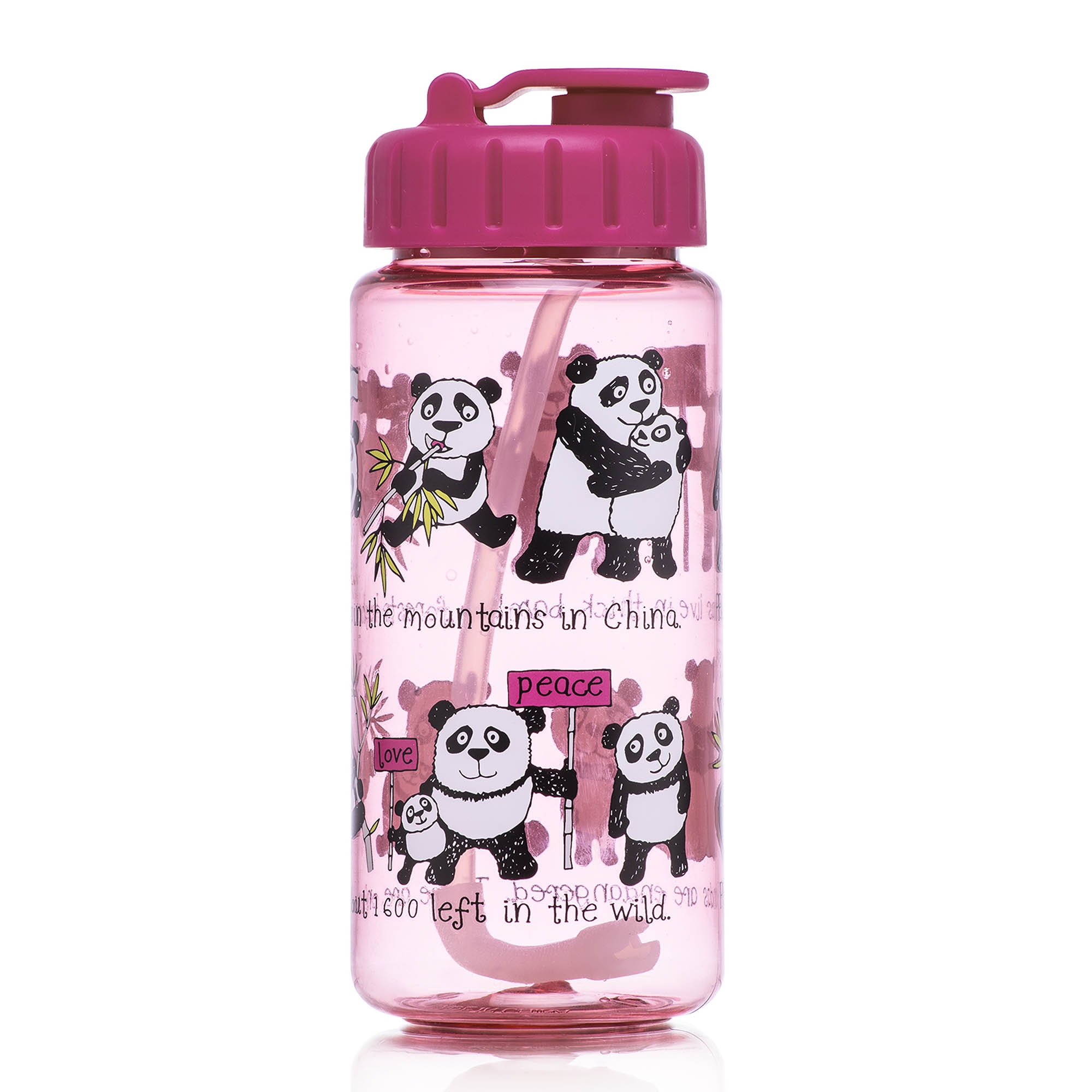 Kids Pandas Design Drinking Bottle with straw