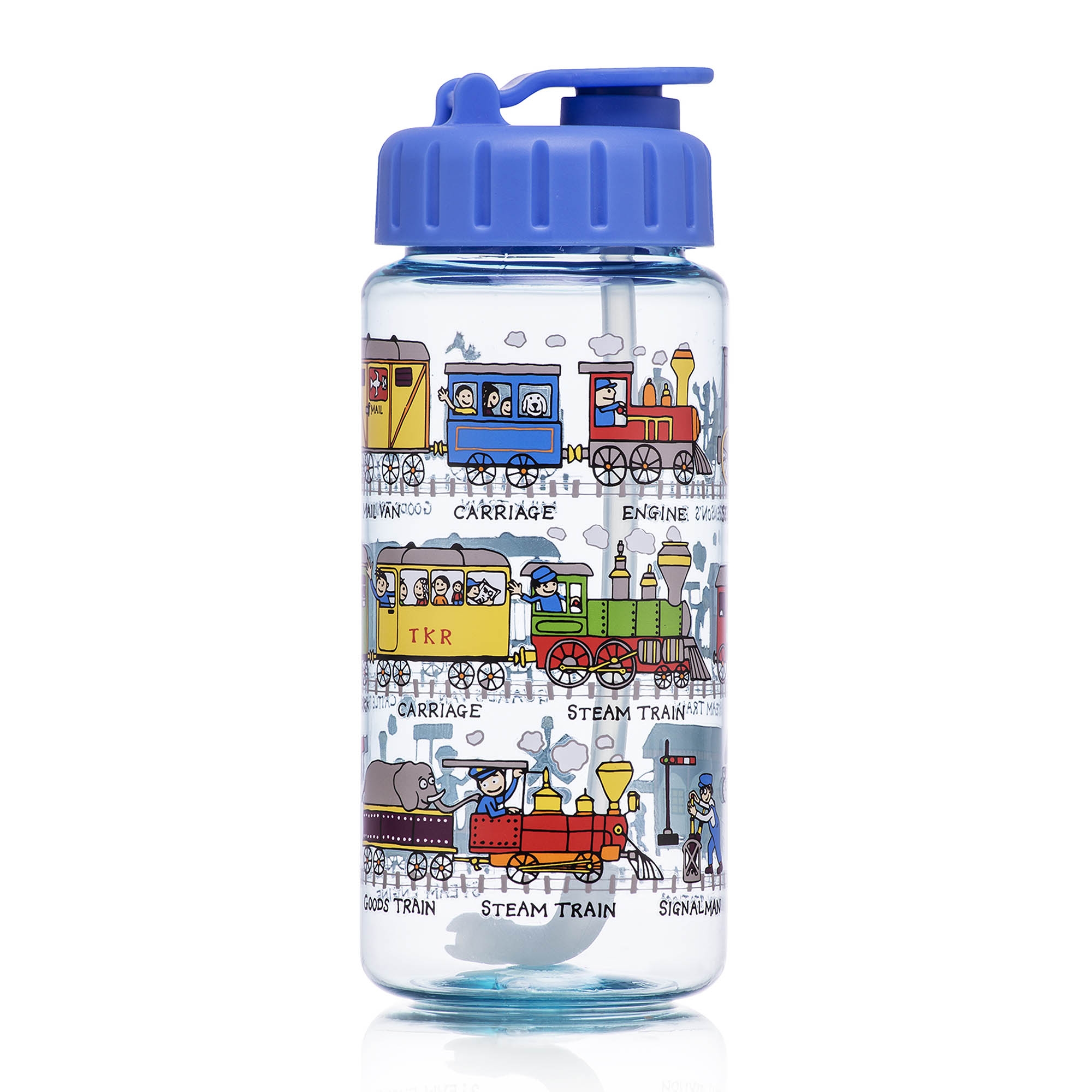 Tyrrell Katz Trains Design Drinking Bottle with straw